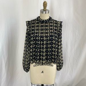 Aritzia Wilfred chic pattered blouse. Comes with black camisole.